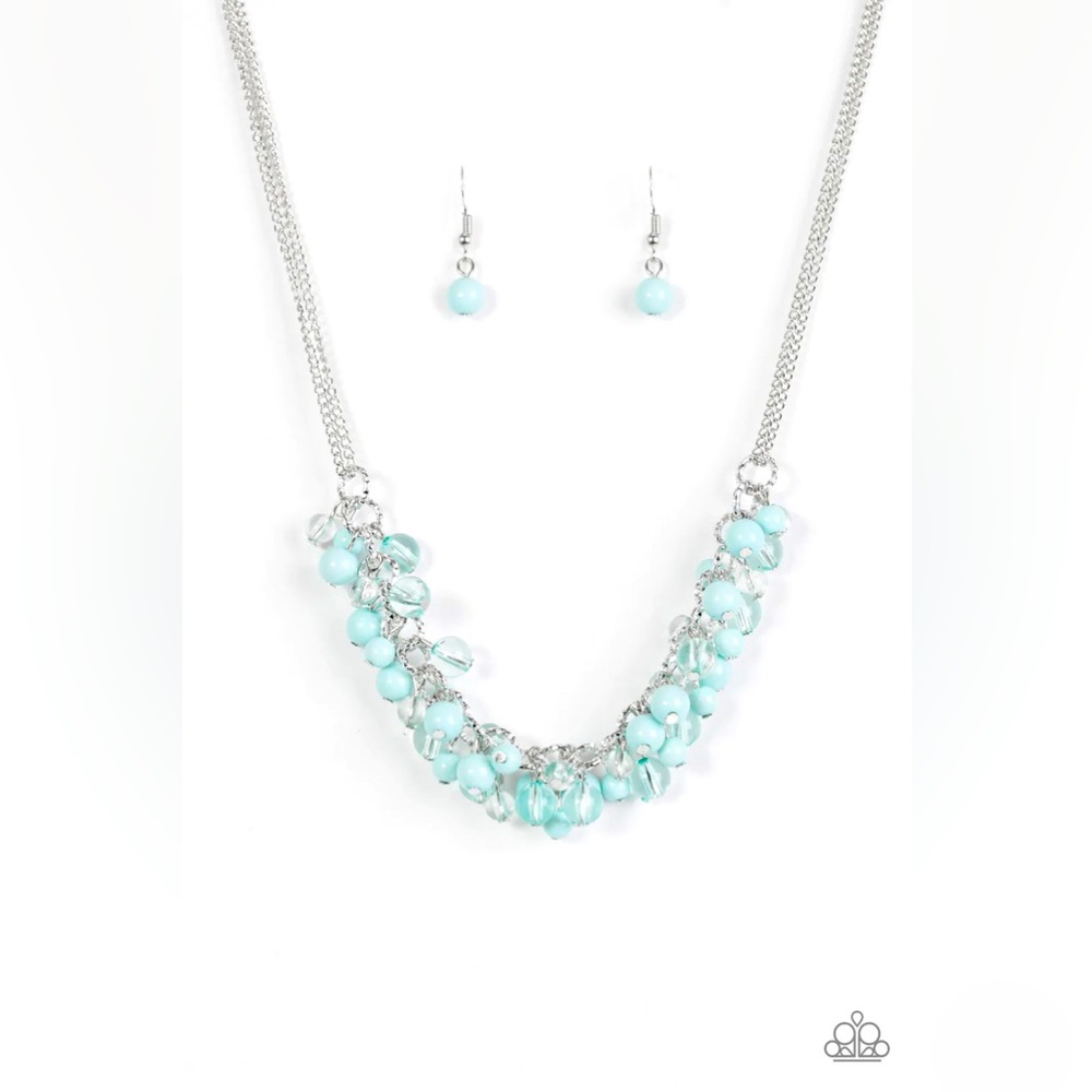 Paparazzi Jewelry Necklace- Boulevard Beauty Blue Aqua Set Tri-Color Beads NWT